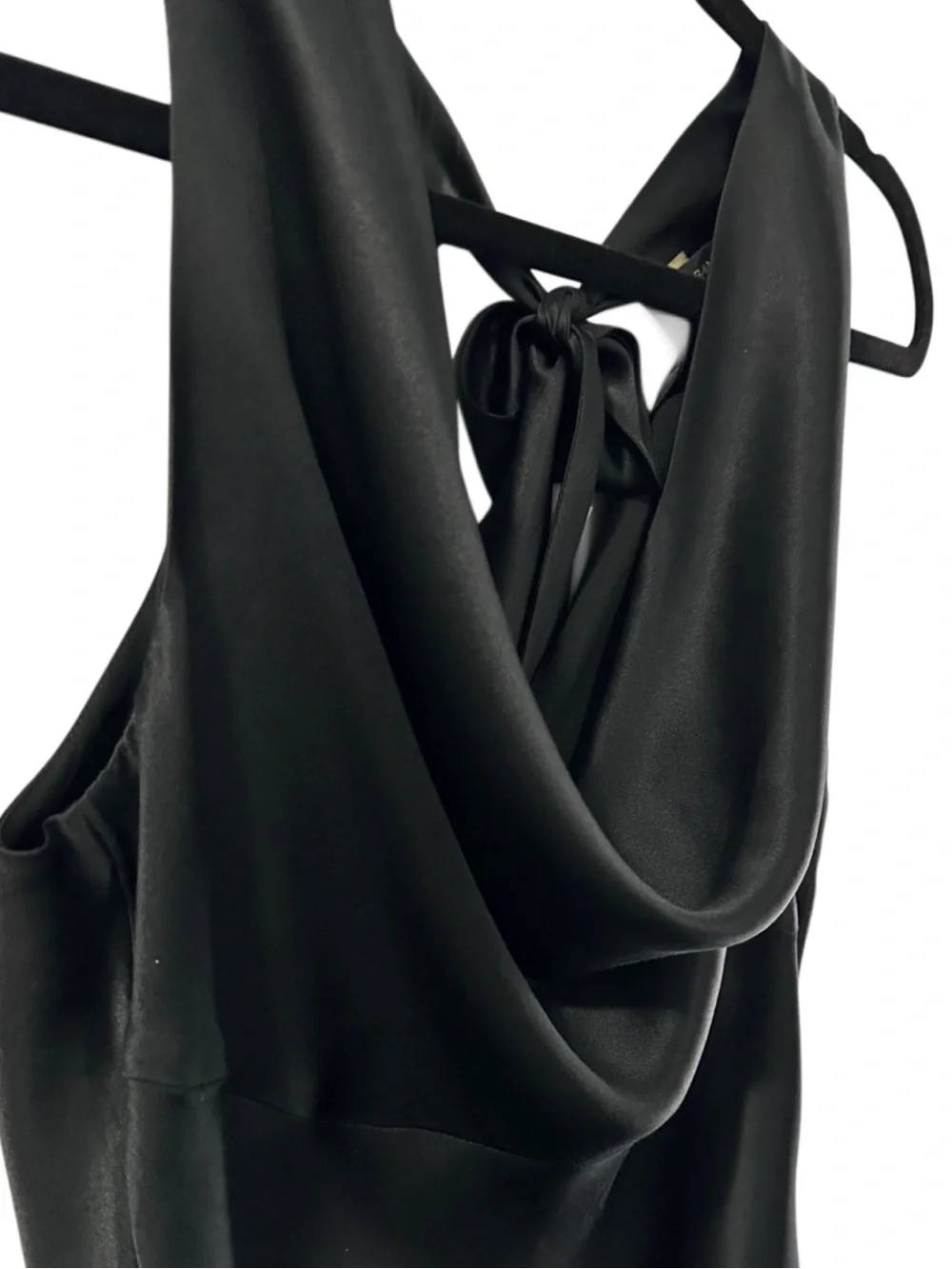 NWT Banana Republic 100% Silk Black Cowl Neck Tie Back Blouse Medium